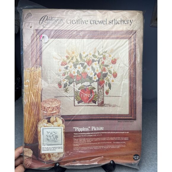 Paragon Creative Crewel Stitchery Kit "Pippins" Picture 12"x14" Embroidery Kit - Picture 1 of 7